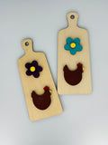 Handmade Wooden Farmhouse Chicken & Flower Hanging Board