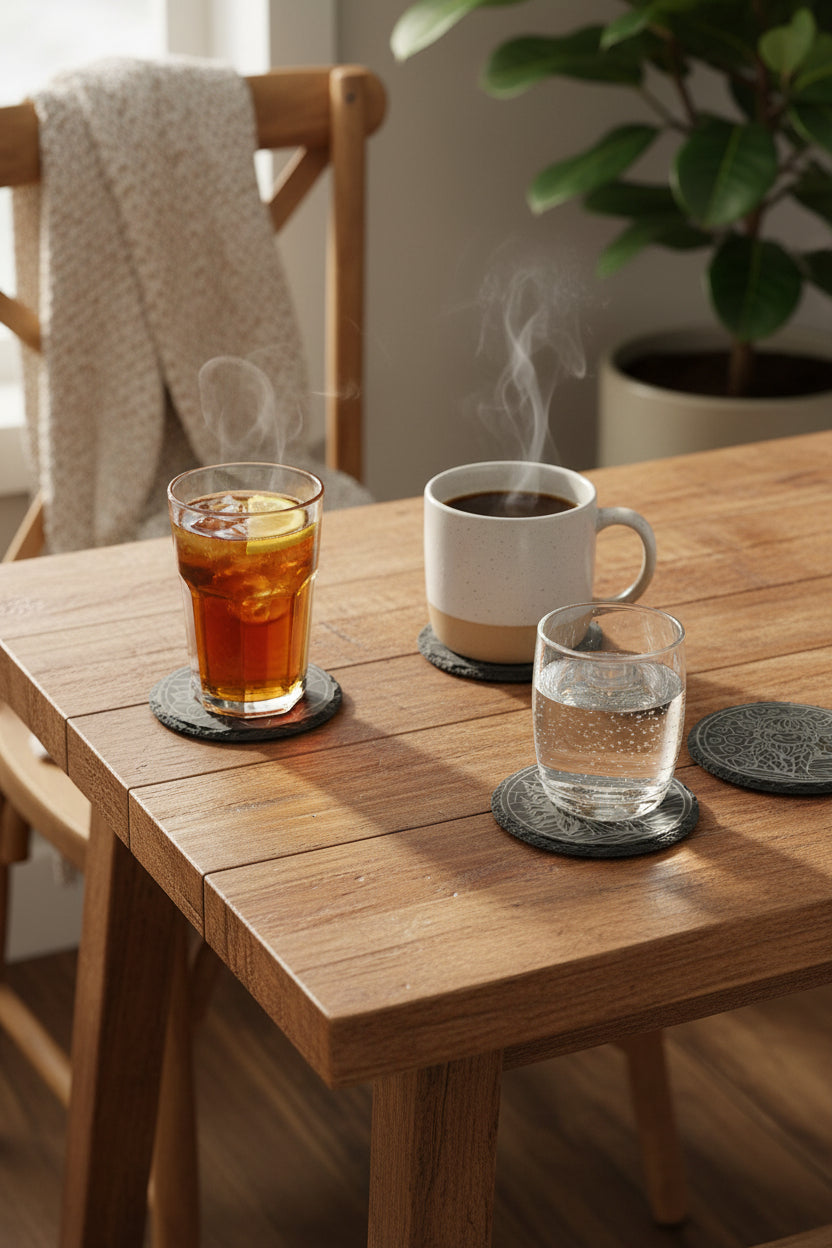 Laser Engraved Slate Coasters – Custom Design