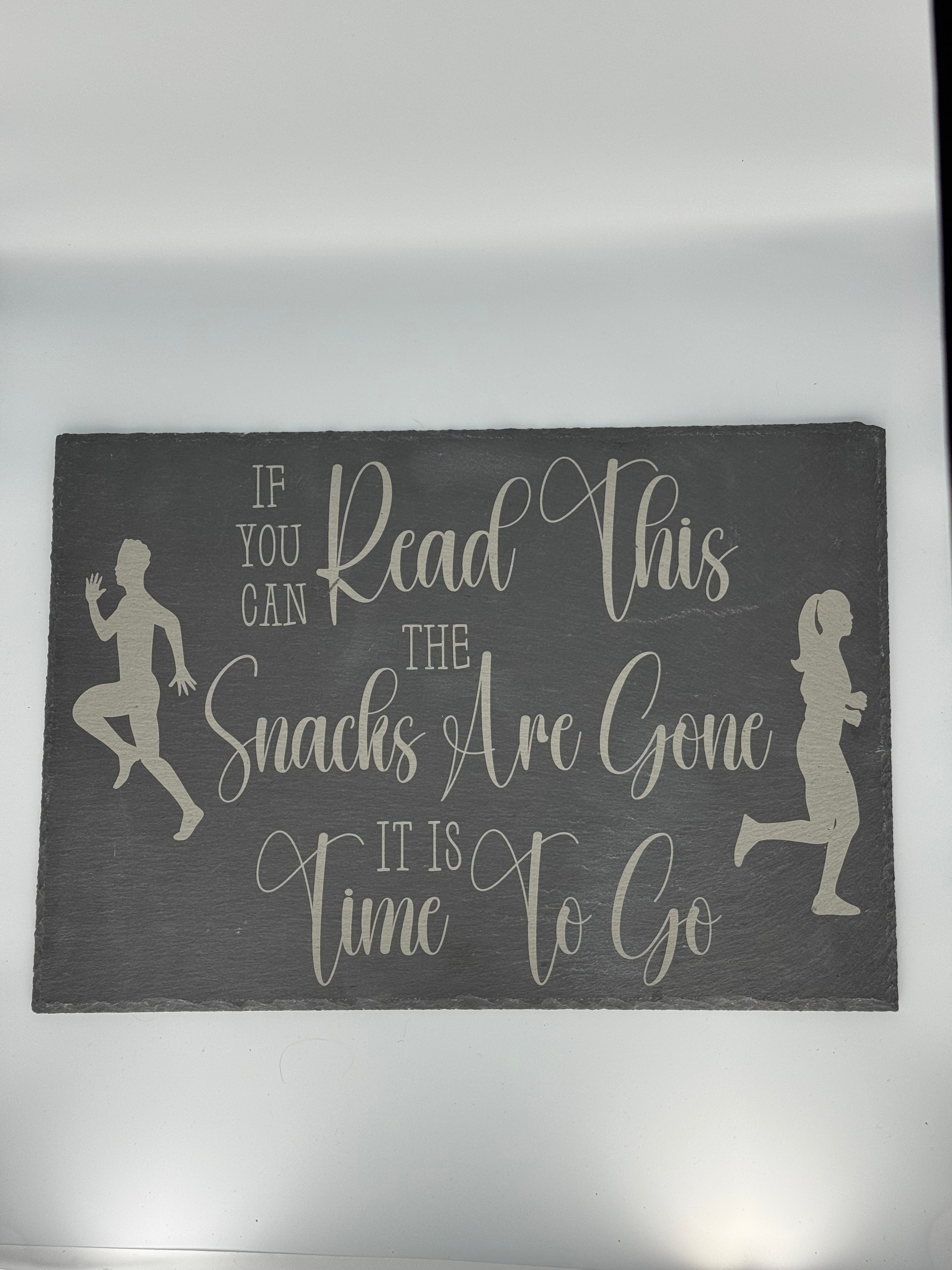 Laser Engraved Slate Snack Platter – "Snacks Are Gone"